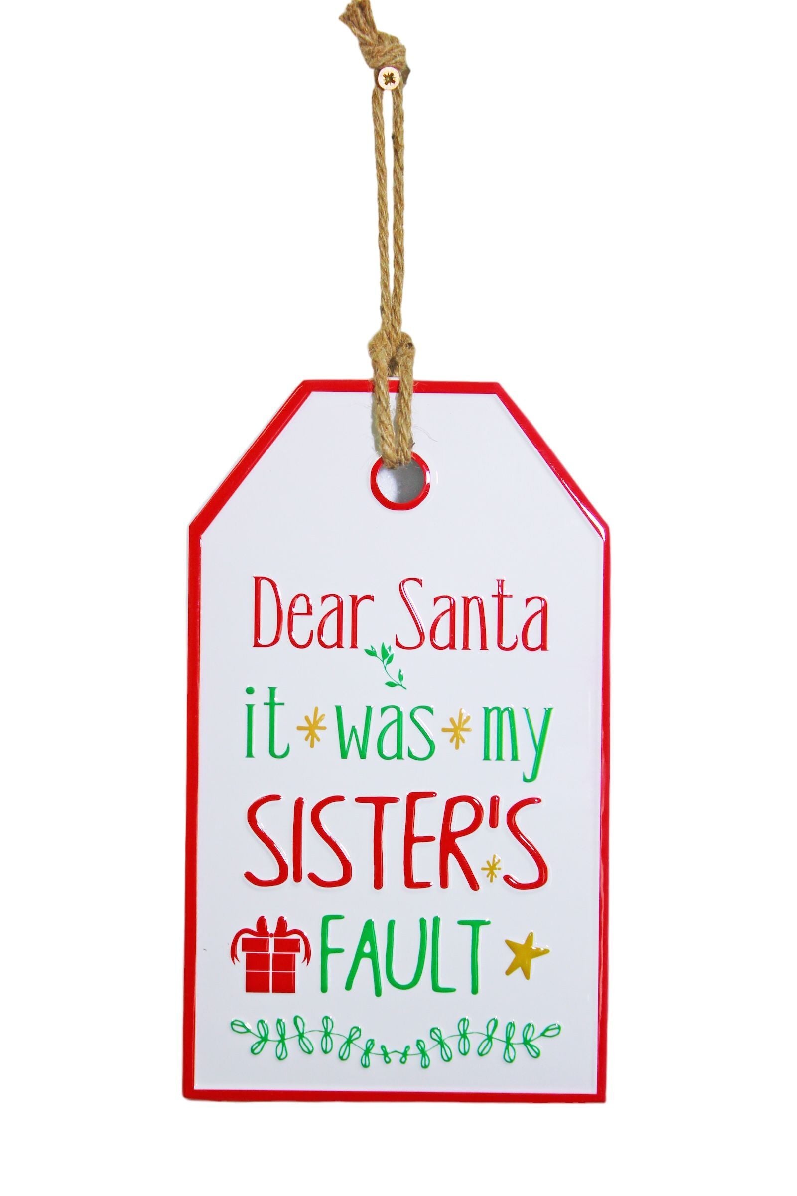 Metal Hanging Sign (Sister) 50cm - Christmas Decorations Brisbane