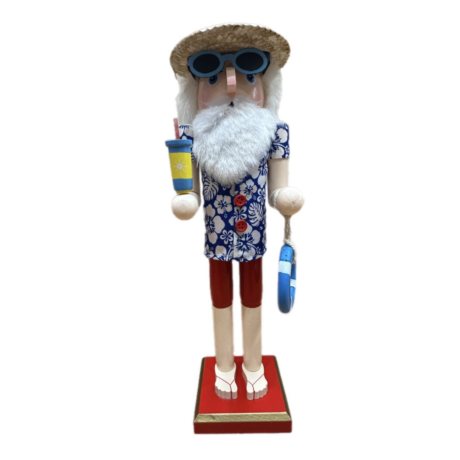 Nutcracker Aussie Santa with Blue Shirt 38cm