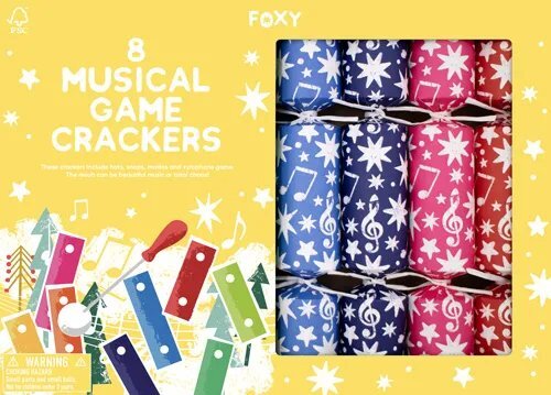 Rainbow Musical Game Xylophone Crackers Foxy Novelty 8 Pack - Christmas Decorations Brisbane