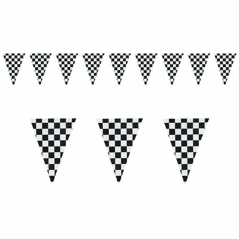 Checkered Flag Bunting Black & White 10mx30cm - Christmas Decorations Brisbane