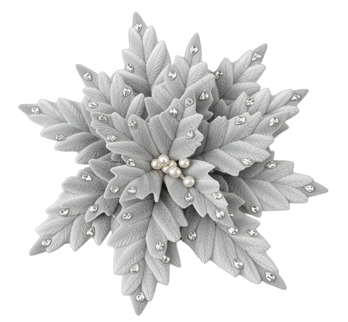 Poinsette Silver Flower Luxe 35cm
