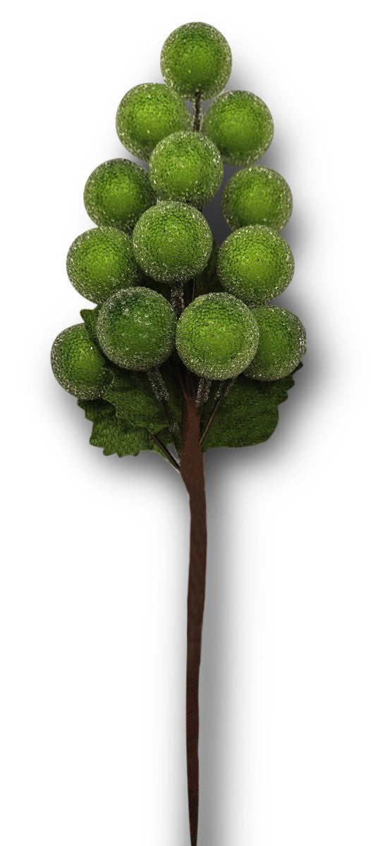 Pick Berry Bunch Frosted Green 15cm - Christmas Decorations Brisbane