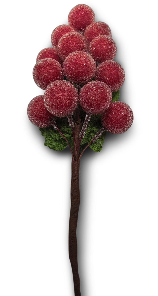 Pick Berry Bunch Frosted Red 15cm - Christmas Decorations Brisbane