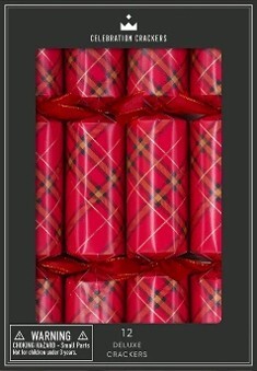 Cracker Deluxe Red Tartan Set Of 12 - Christmas Decorations Brisbane