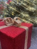 Present Fold-down Fabric Red w/ Gold Bow 40cm