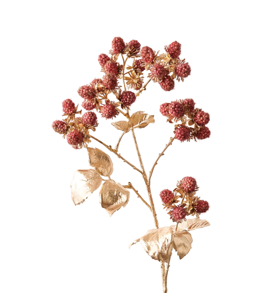 Pick Golden Leaf Red Berry 78cm - Christmas Decorations Brisbane