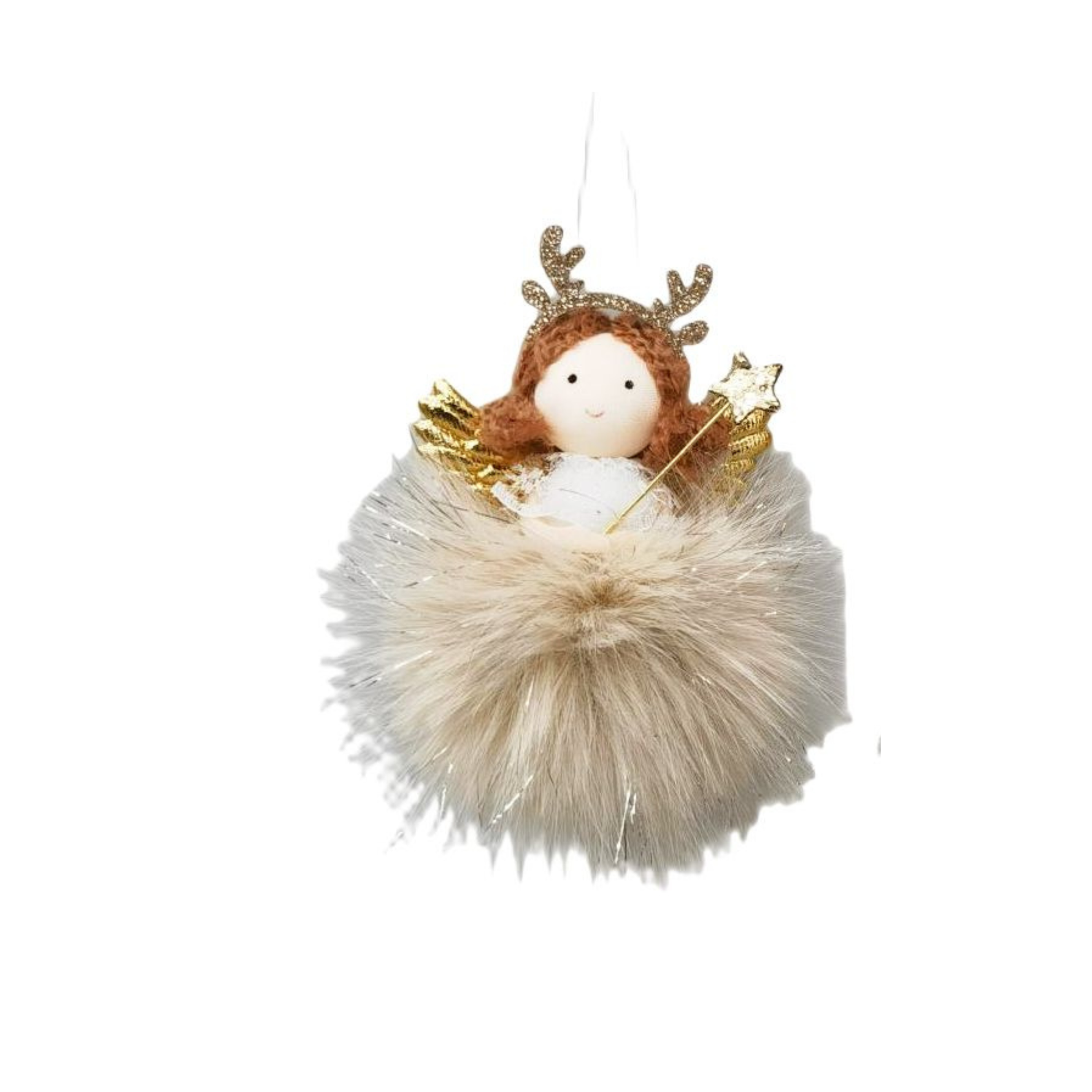 Winter Angels Hanging Decoration Beige 12cm - Christmas Decorations Brisbane