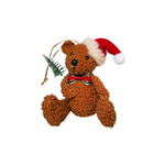 Sitting Christmas Teddy Bear White or Brown Hanging Decoration 10cm - Christmas Decorations Brisbane