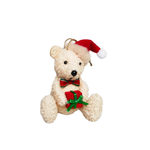 Sitting Christmas Teddy Bear White or Brown Hanging Decoration 10cm - Christmas Decorations Brisbane