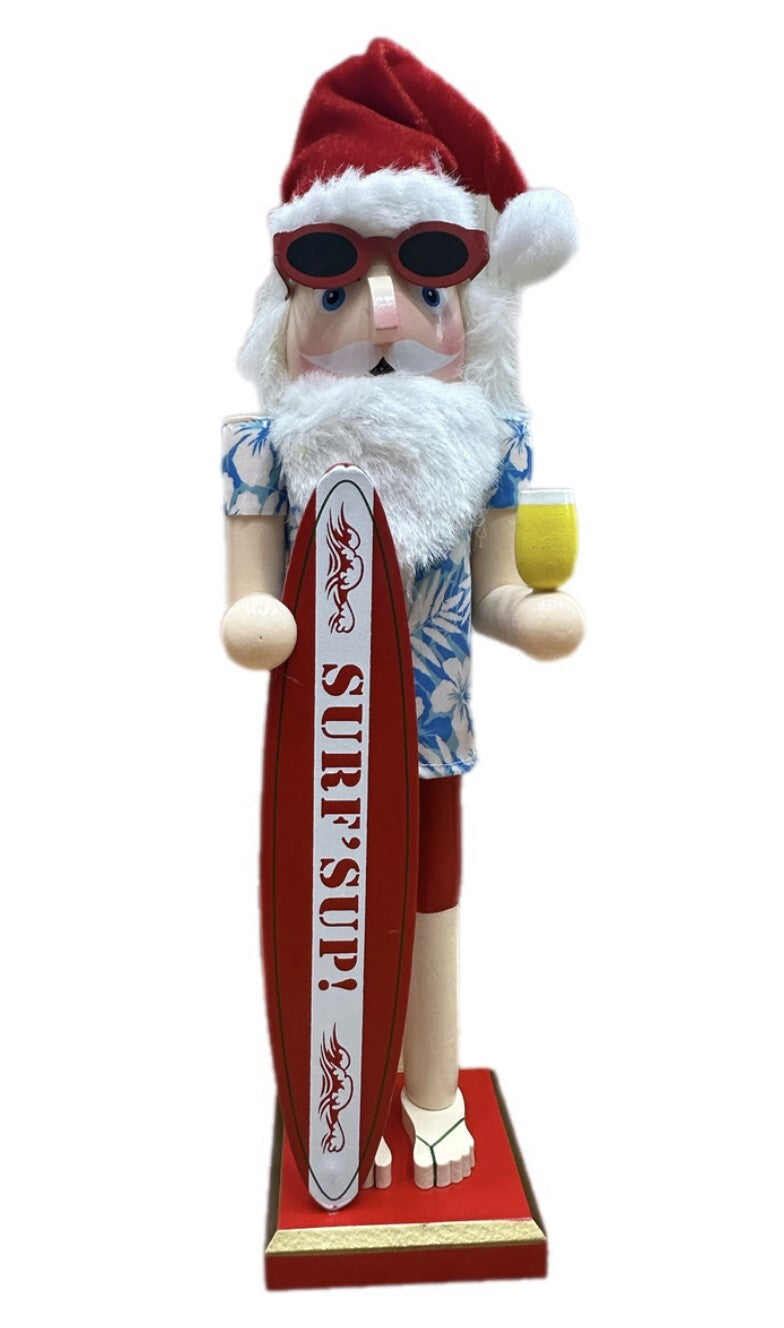 Nutcracker Aussie Santa with Surfboard 38cm