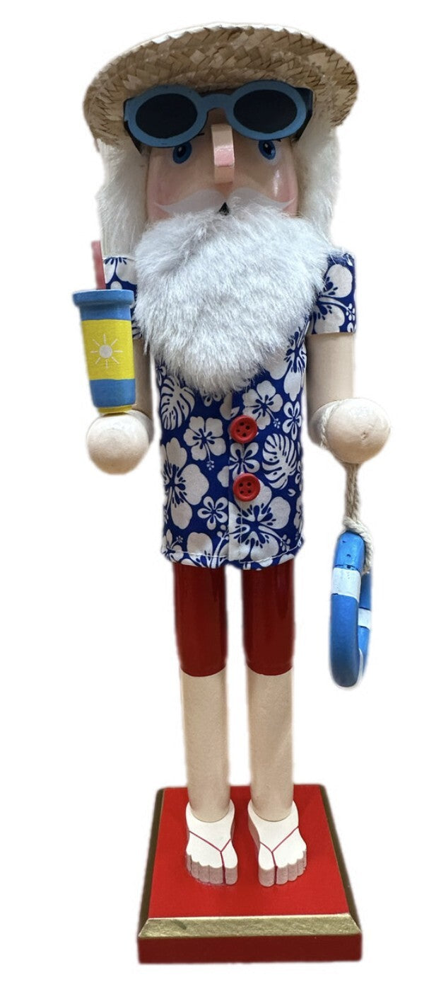 Nutcracker Aussie Santa with Blue Shirt 38cm