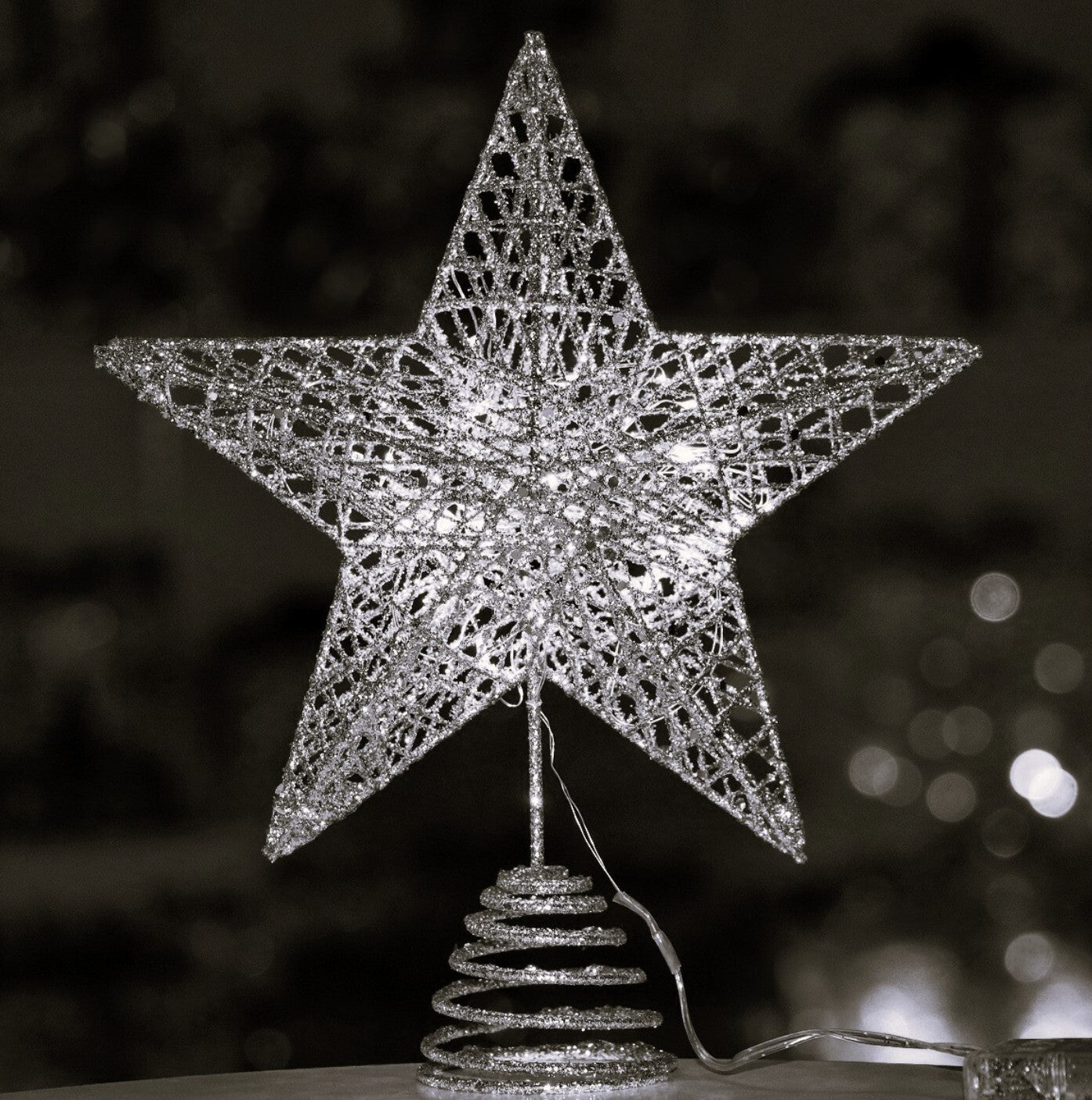 Tree Topper Star Silver LED 30cm