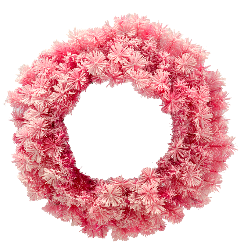 Wreath Pink Flocked 60cm - Christmas Decorations Brisbane