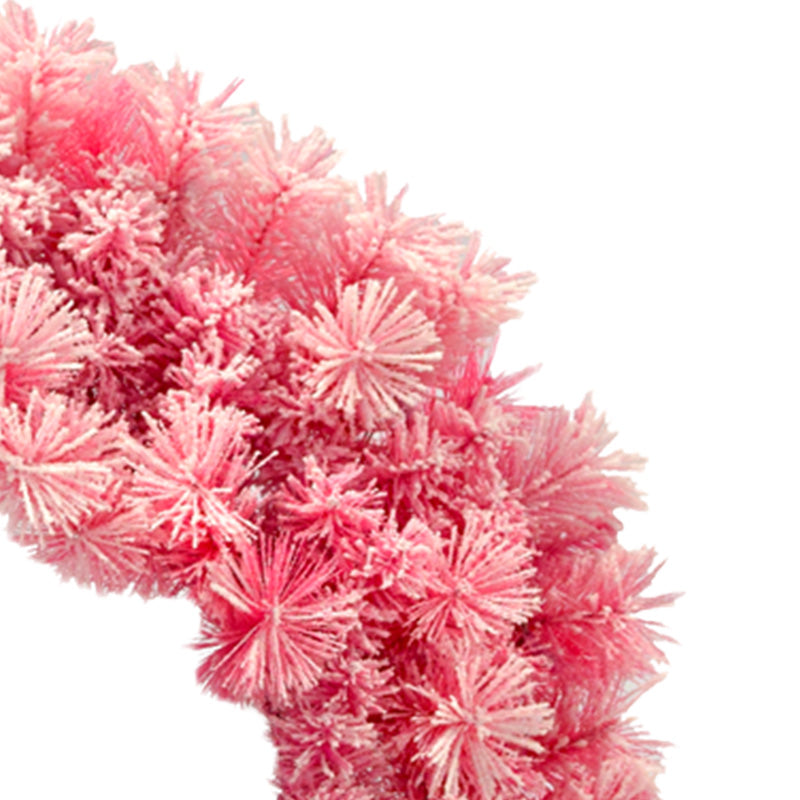 Wreath Pink Flocked 60cm - Christmas Decorations Brisbane