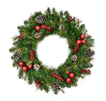 Wreath Red Berries with Pinecone Pre-Lit 90cm