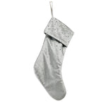 Silver velvet Christmas stocking with diamantes