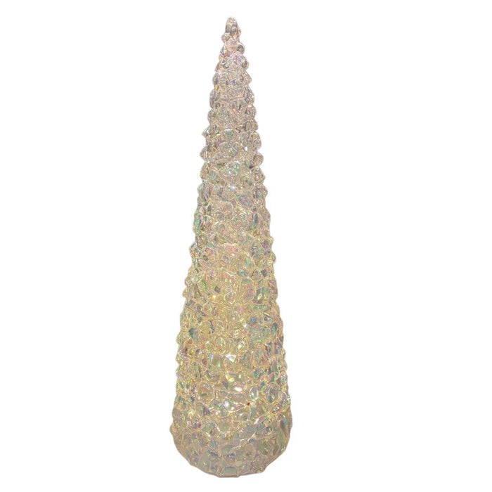 Iridescent ice tree table ornament with LED light