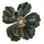 Dark green sage clip-on magnolia flower with gold glitter accents