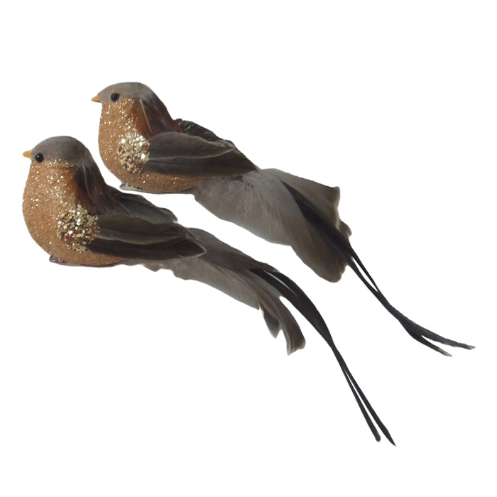 Clip-on bird with copper glitter body