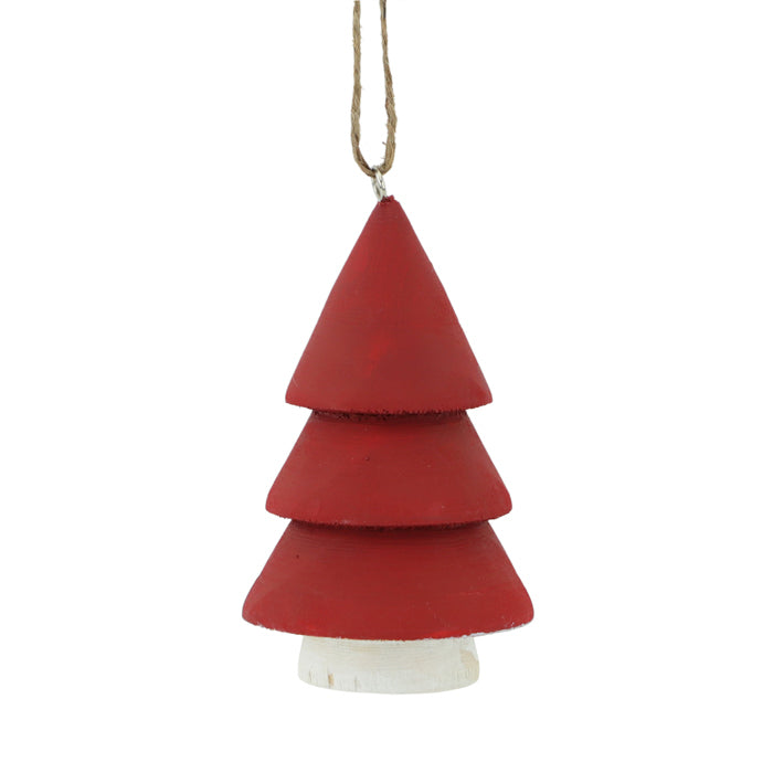 Red wooden tree hanging ornament