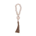 Wooden beads heart shape hanging with brown tassel