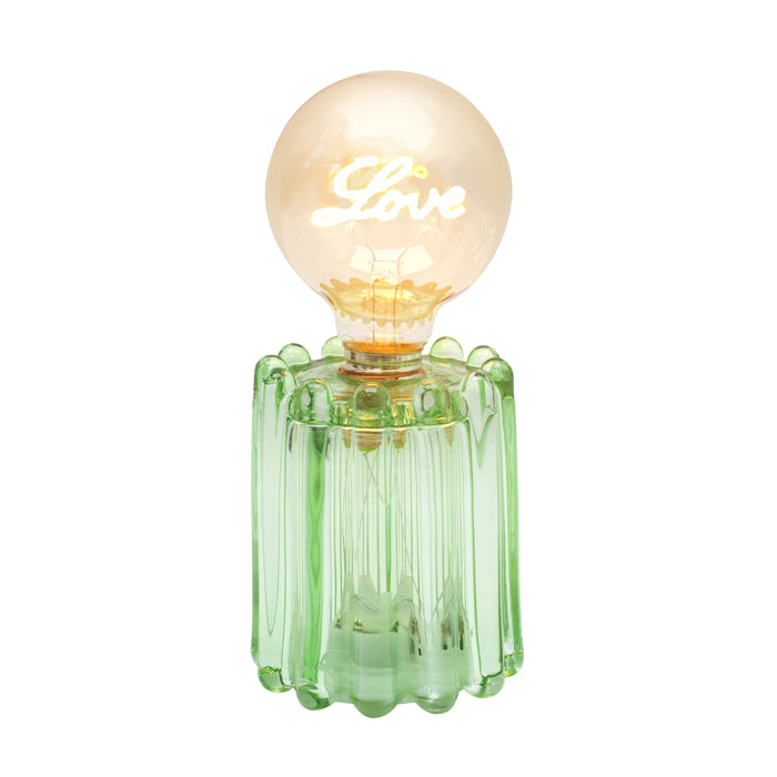 Glass LED Lamp Green Love 20cm