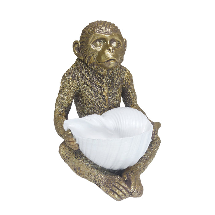 Monkey Gold w/ Shell on Lap 16cm - Christmas Decorations Brisbane