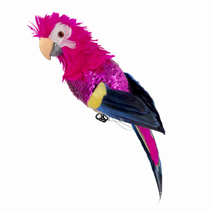 Parrot Sequin Bird Pink 30cm