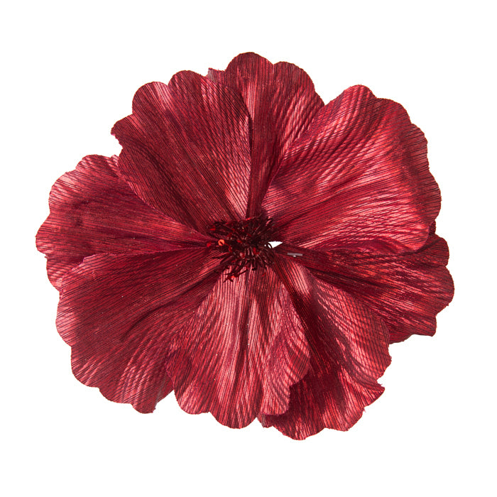 Magnolia Flower Burgundy Shiny Clip On 22cm