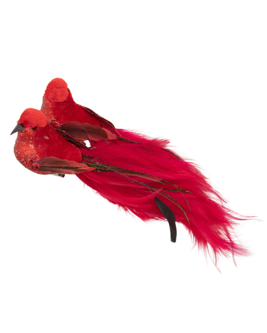 Birds Red Velvet Clip On Two 18cm