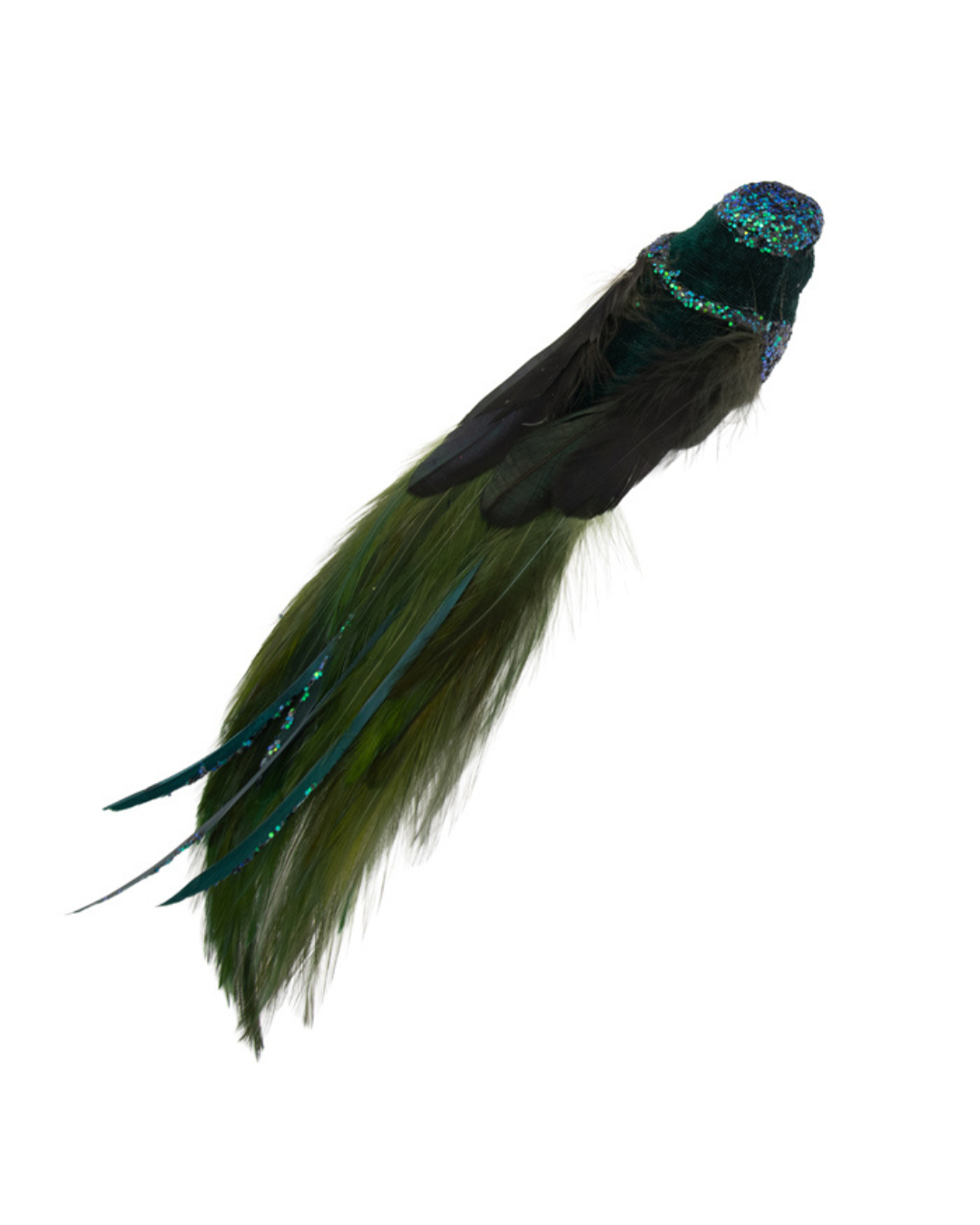 Bird Green with Long Tail Clip On 30cm