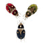Deluxe oval clip-on beetles in green, red or blue with gold glitter adornments