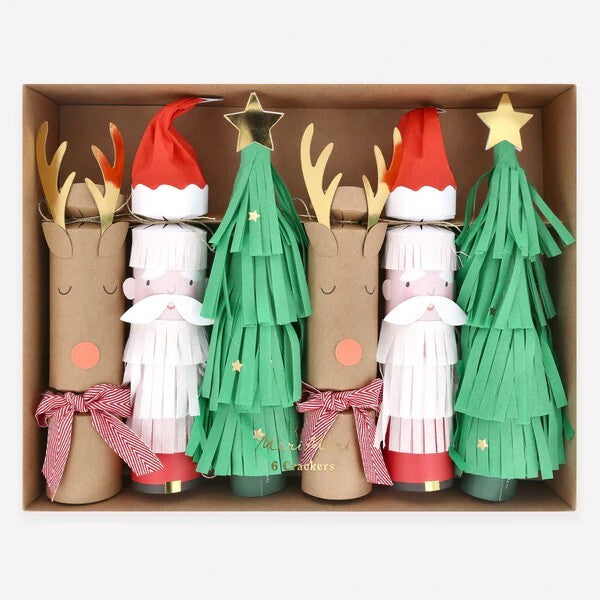 Crackers Santa, Reindeer & Tree (Pack of 6 in 3 designs)