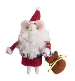 Santa Mouse Felt Red Hanging Decoration 14cm
