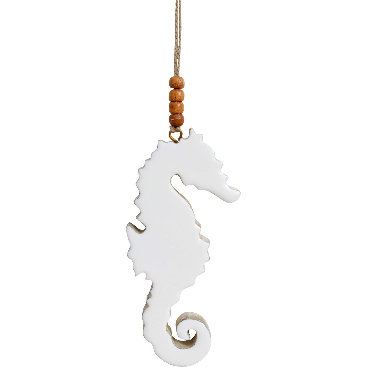 Seahorse Hanging White 14cm - Christmas Decorations Brisbane