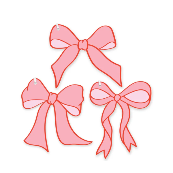 Gift Tag Bows Pink Pack of 6 - Christmas Decorations Brisbane