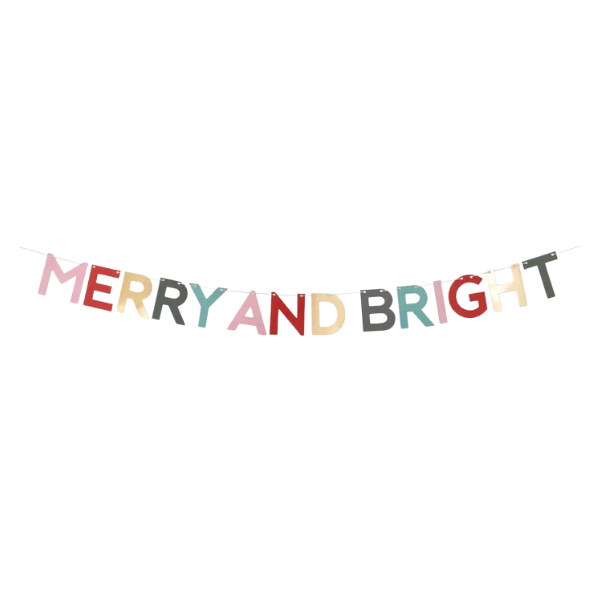 Merry and Bright Paper Garland 2.4m - Christmas Decorations Brisbane