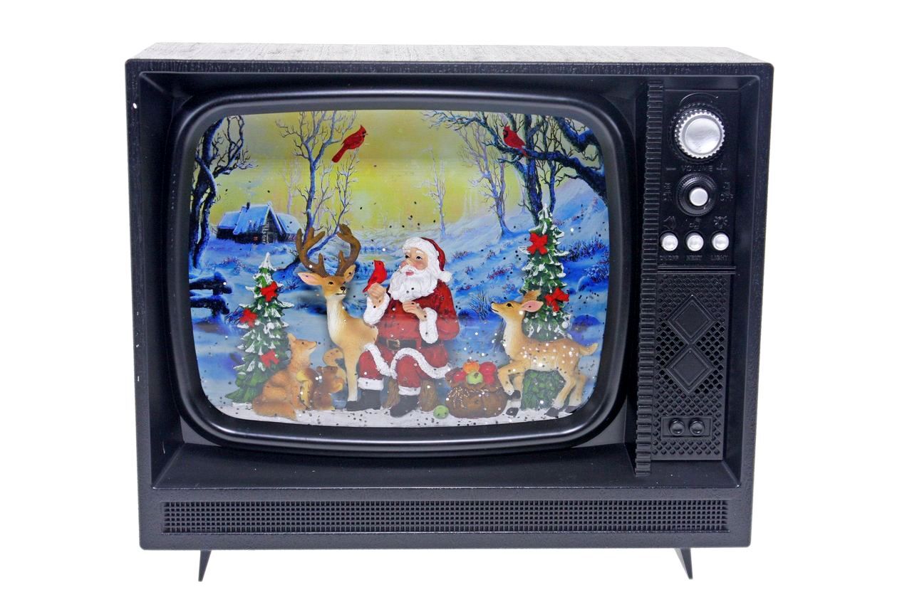 Santa TV Light Up Snowglobe 20cm - Christmas Decorations Brisbane