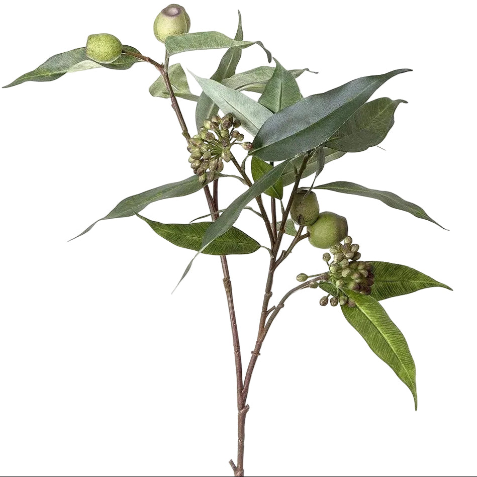 Spray Eucalyptus Gumnut Berry Green 75cm - Christmas Decorations Brisbane