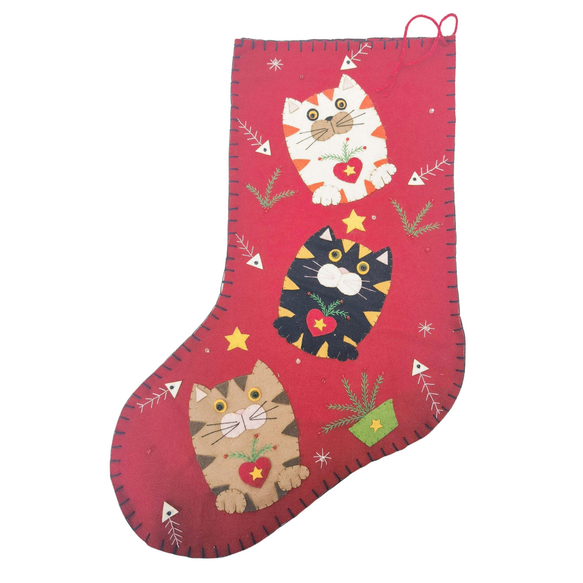 Stocking Cat Fabric Red 45cm