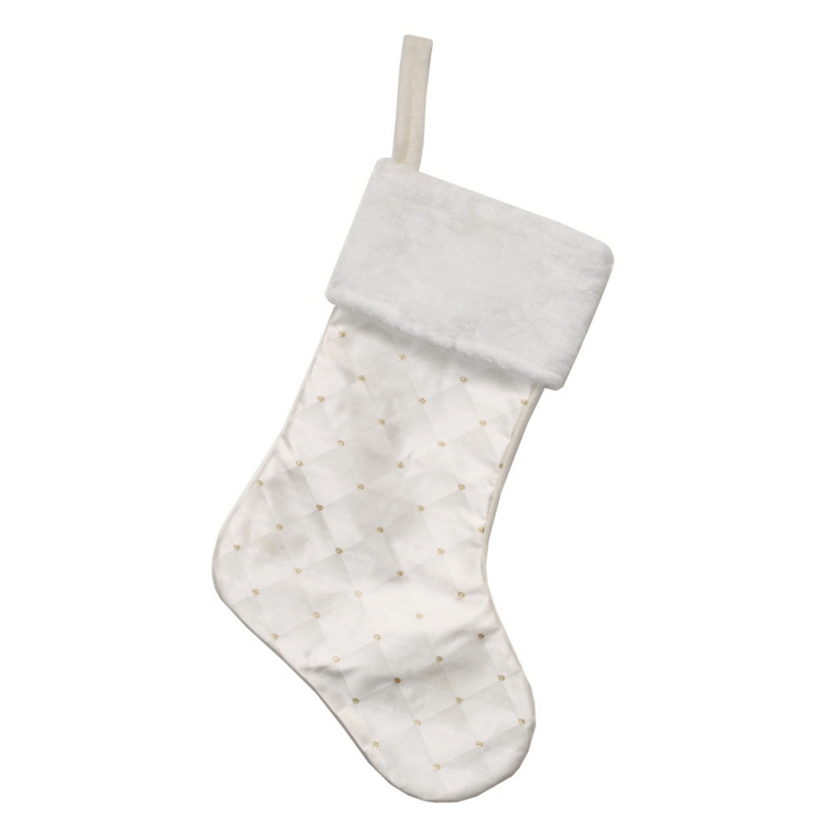 Stocking Lattice Ivory 50cm - Christmas Decorations Brisbane