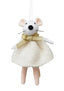 Sweet Mouse White and Gold Hanging Decoration 12cm