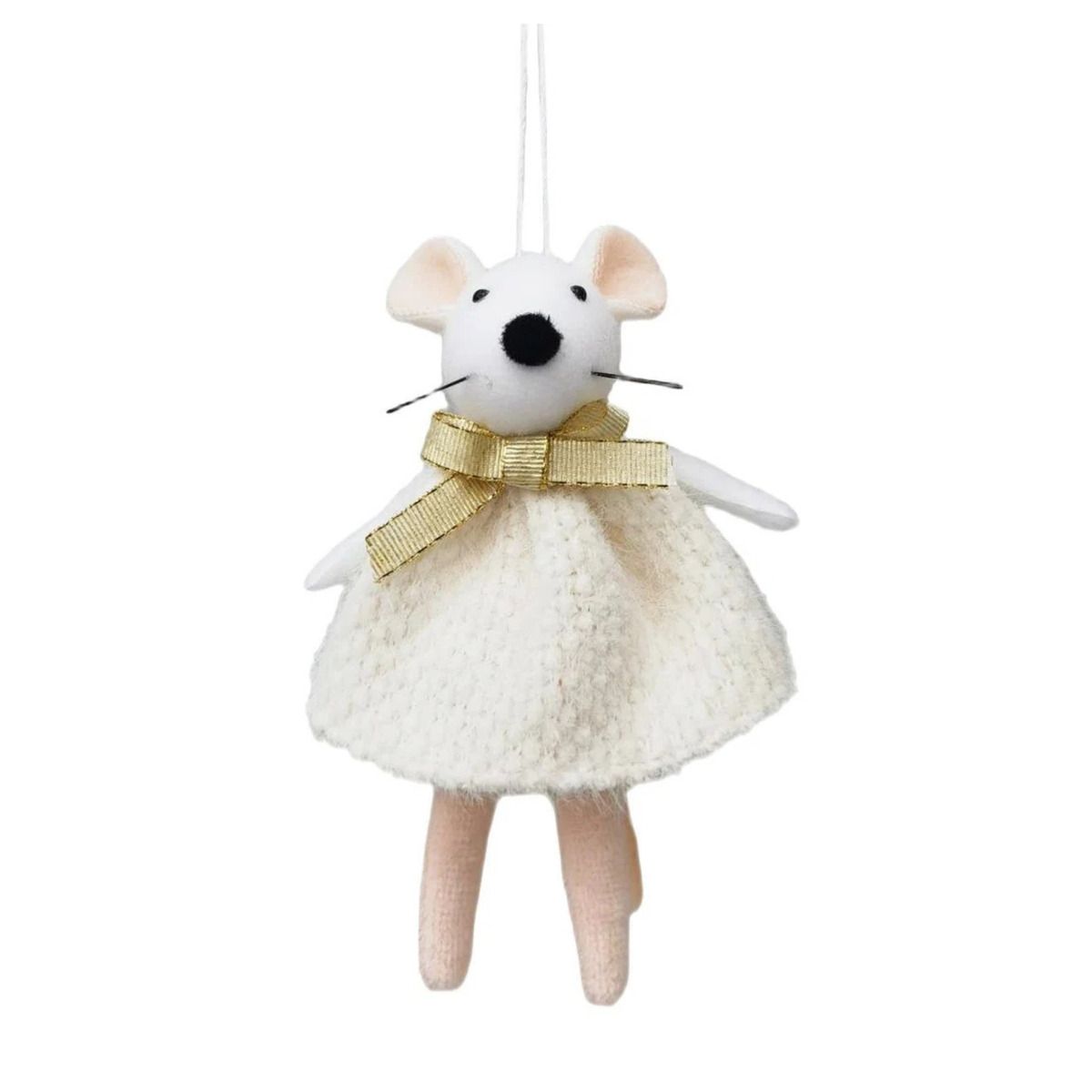 Sweet Mouse White and Gold Hanging Decoration 12cm