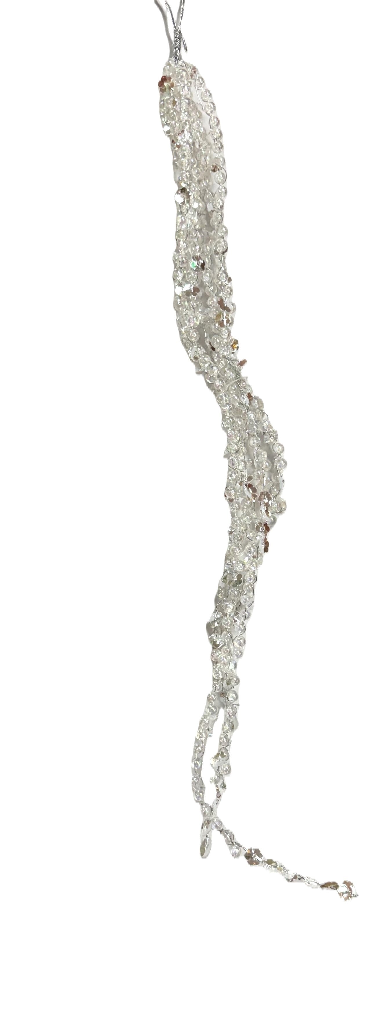 Beaded Icicle Silver Hanging 55cm