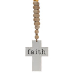 Cross Faith White Wooden Beads - Christmas Decorations Brisbane