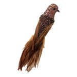 Brown glitter clip-on decorative bird