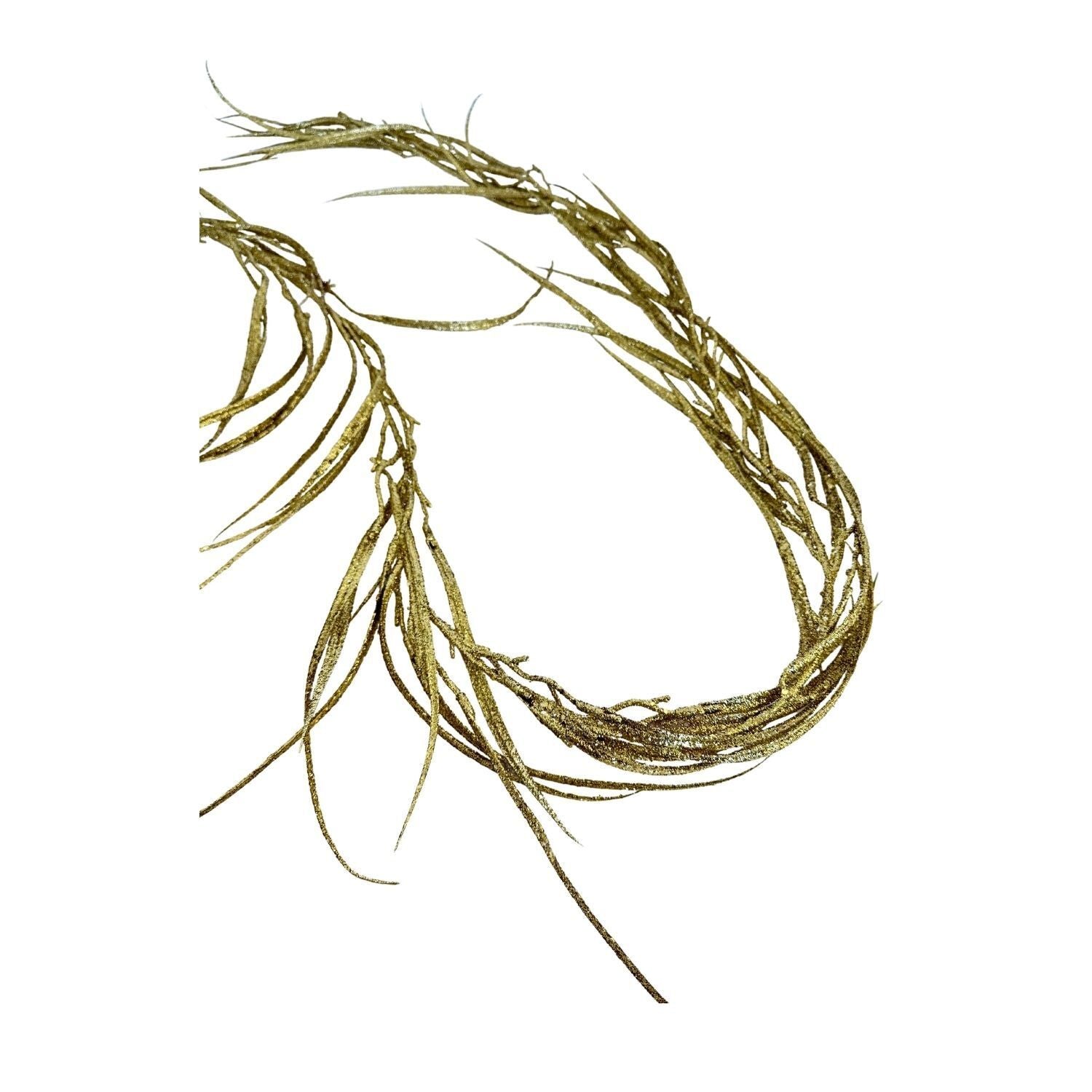 Decorative thin garland with gold glitter finish