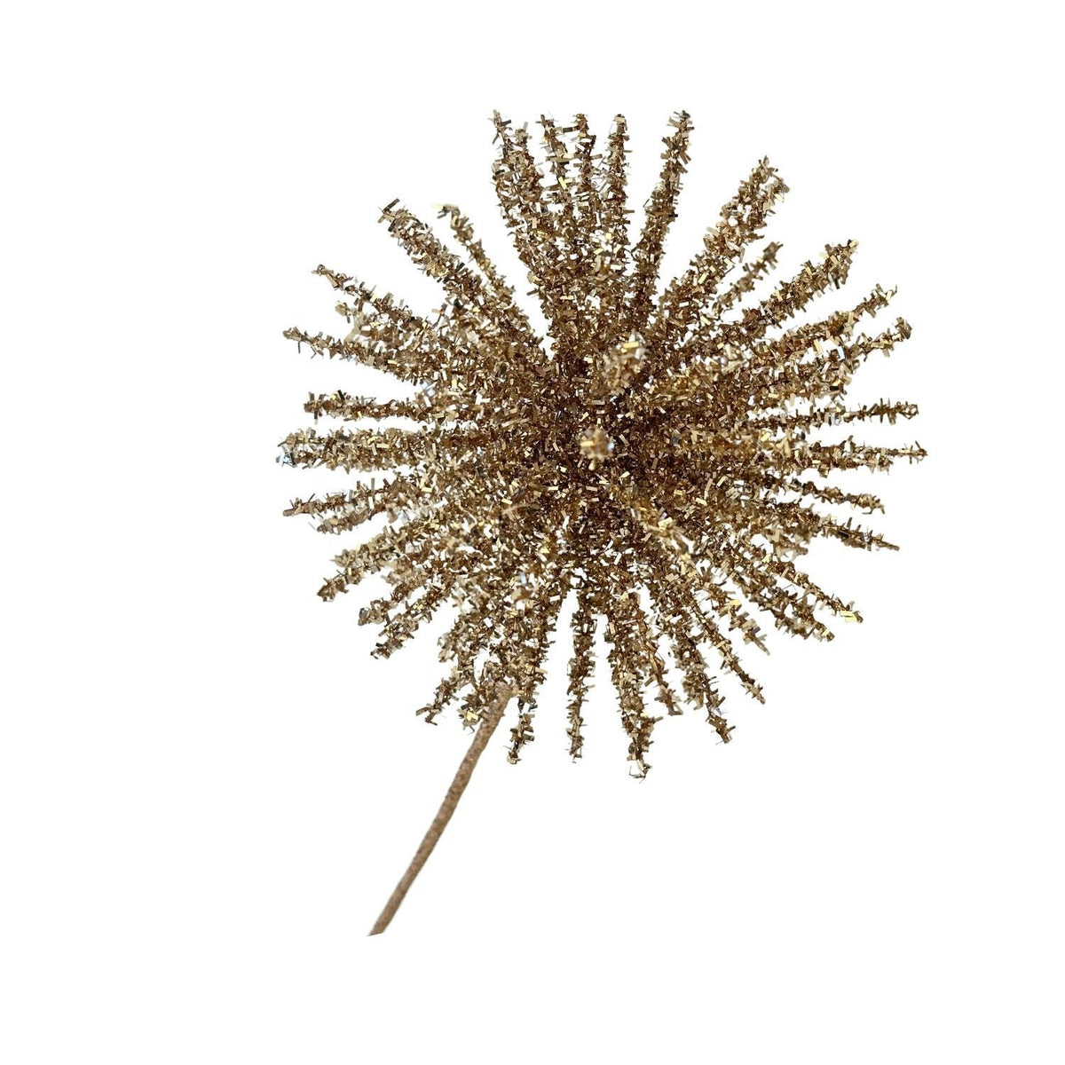 Decorative spray in a burst shape with rose gold tinsel