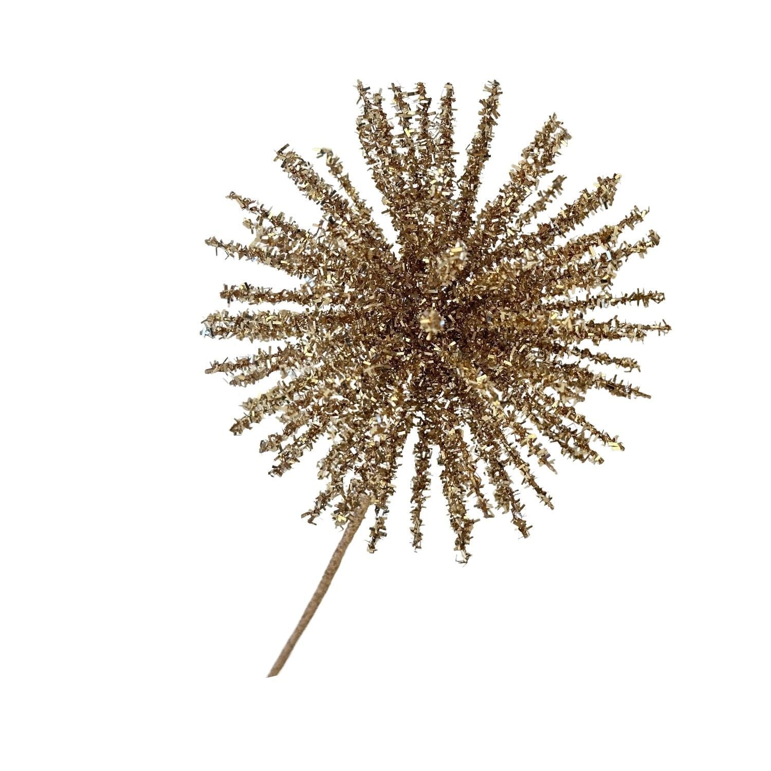 Decorative spray in a burst shape with rose gold tinsel