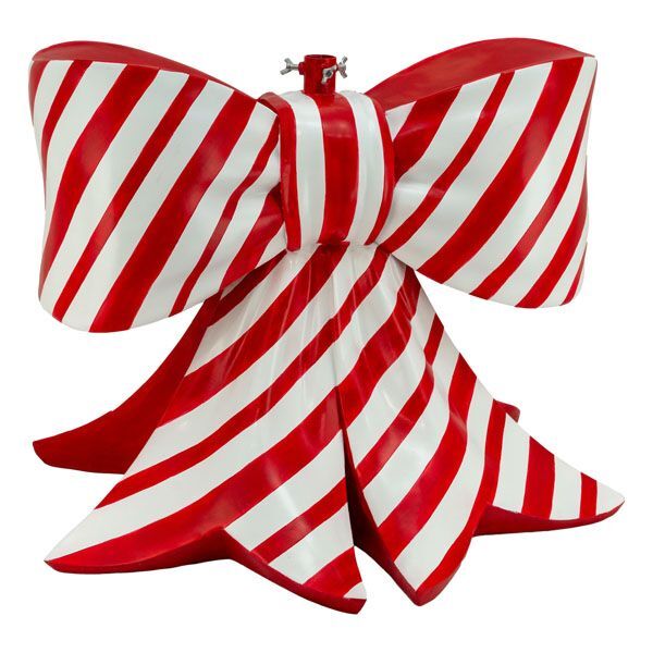 Tree stand in the shape of a red and white striped bow